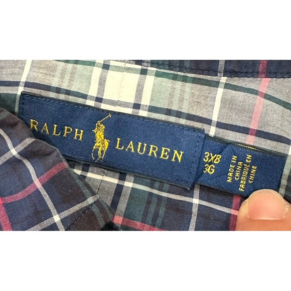 Ralph Lauren‎ Shirt Mens 3XB Green Blue Plaid Tartan Button Down Pony Shirt - Picture 11 of 13